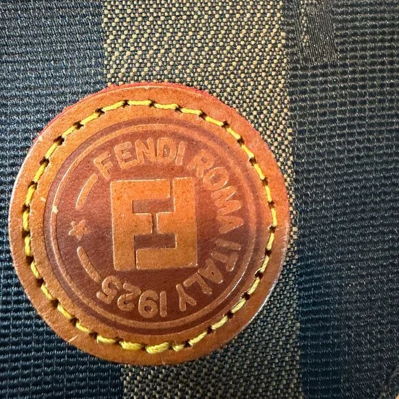 Fendi Pequin Striped Vintage Shoulder Bag Brown & Black | Made in Italy - Picture 7 of 16